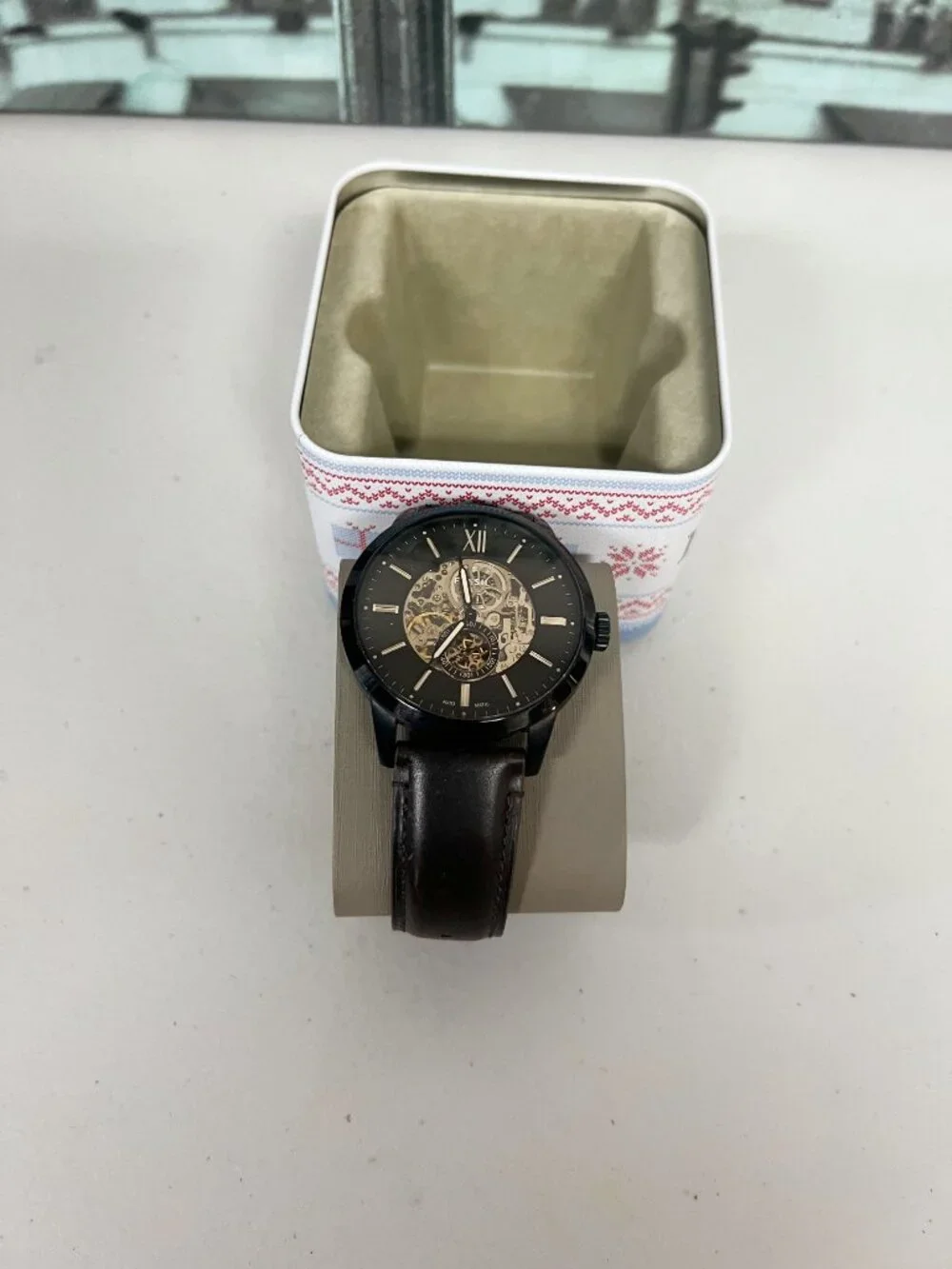 Fossil Men's Townsman ME3155 Automatic Watch, Skeleton Dial, Black Steel Case